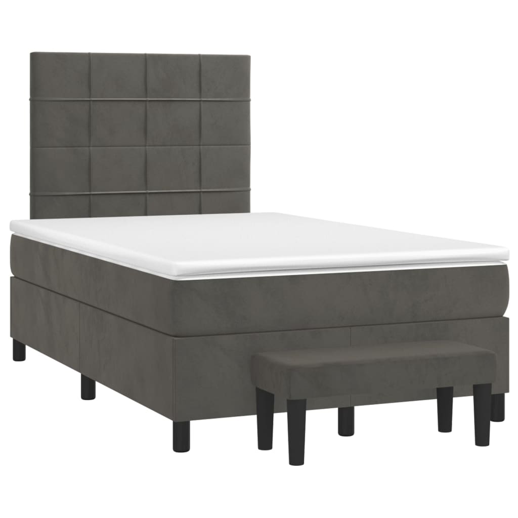 Box spring krevet s madracem tamnosivi 120 x 200 cm baršunasti