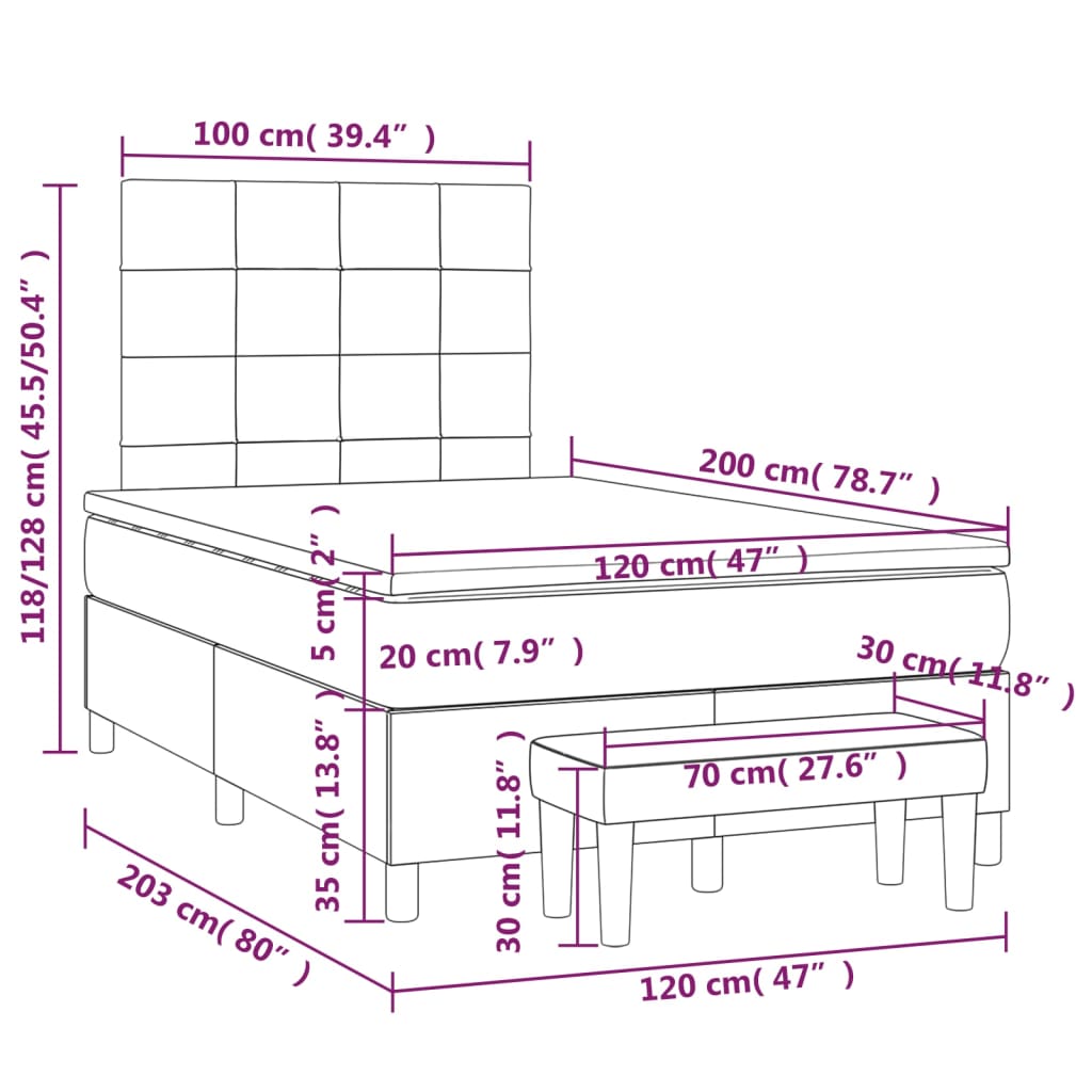 Box spring krevet s madracem crni 120 x 200 cm baršunasti