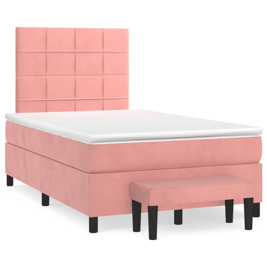 Box spring krevet s madracem ružičasti 120 x 200 cm baršunasti