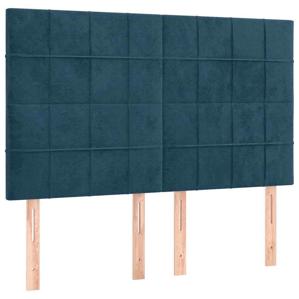 Krevet s oprugama i madracem tamnoplavi 140x190 cm baršunasti