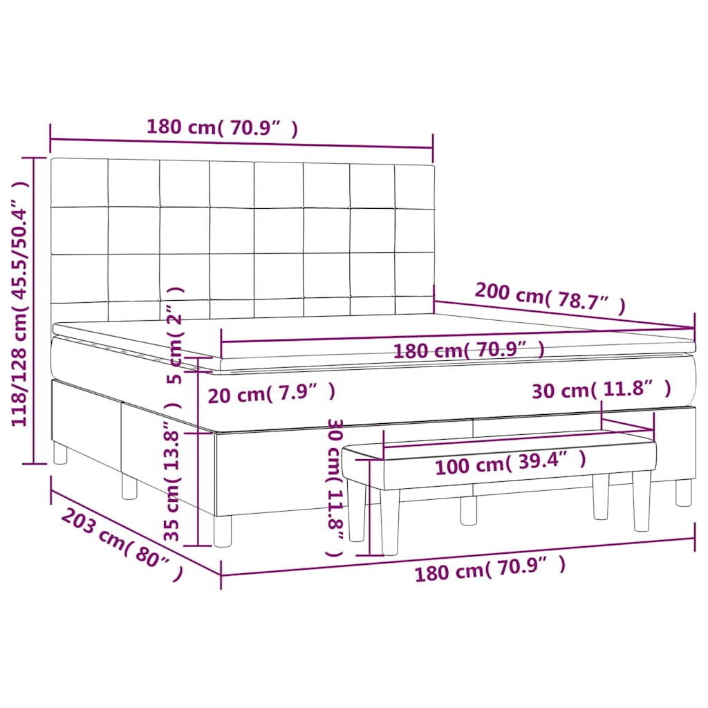 Krevet s oprugama i madracem tamnozeleni 180x200 cm baršunasti