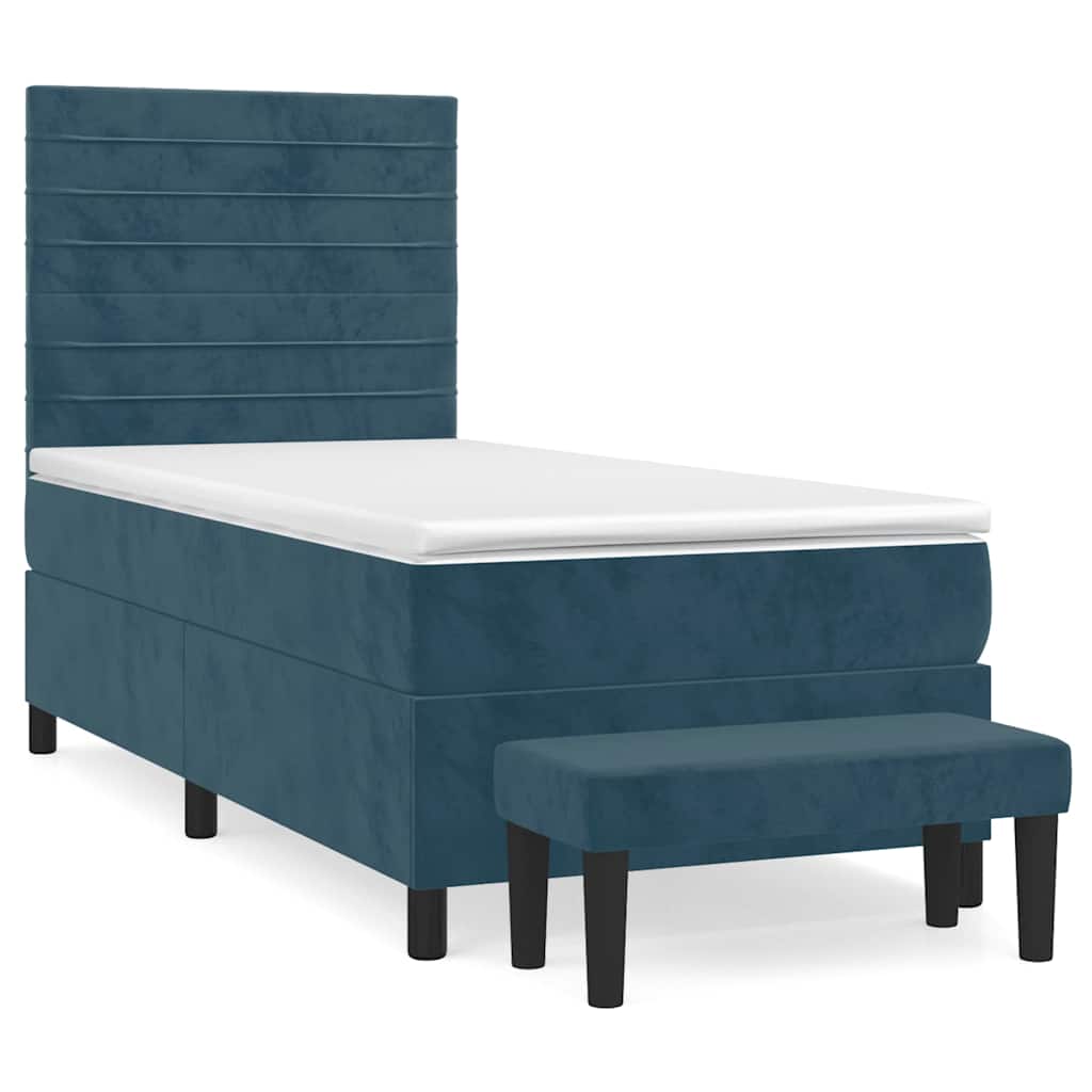 Box spring krevet s madracem tamnoplavi 80 x 200 cm baršunasti
