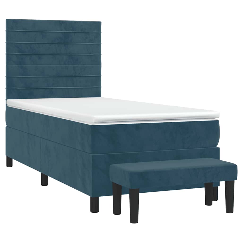 Box spring krevet s madracem tamnoplavi 80 x 200 cm baršunasti