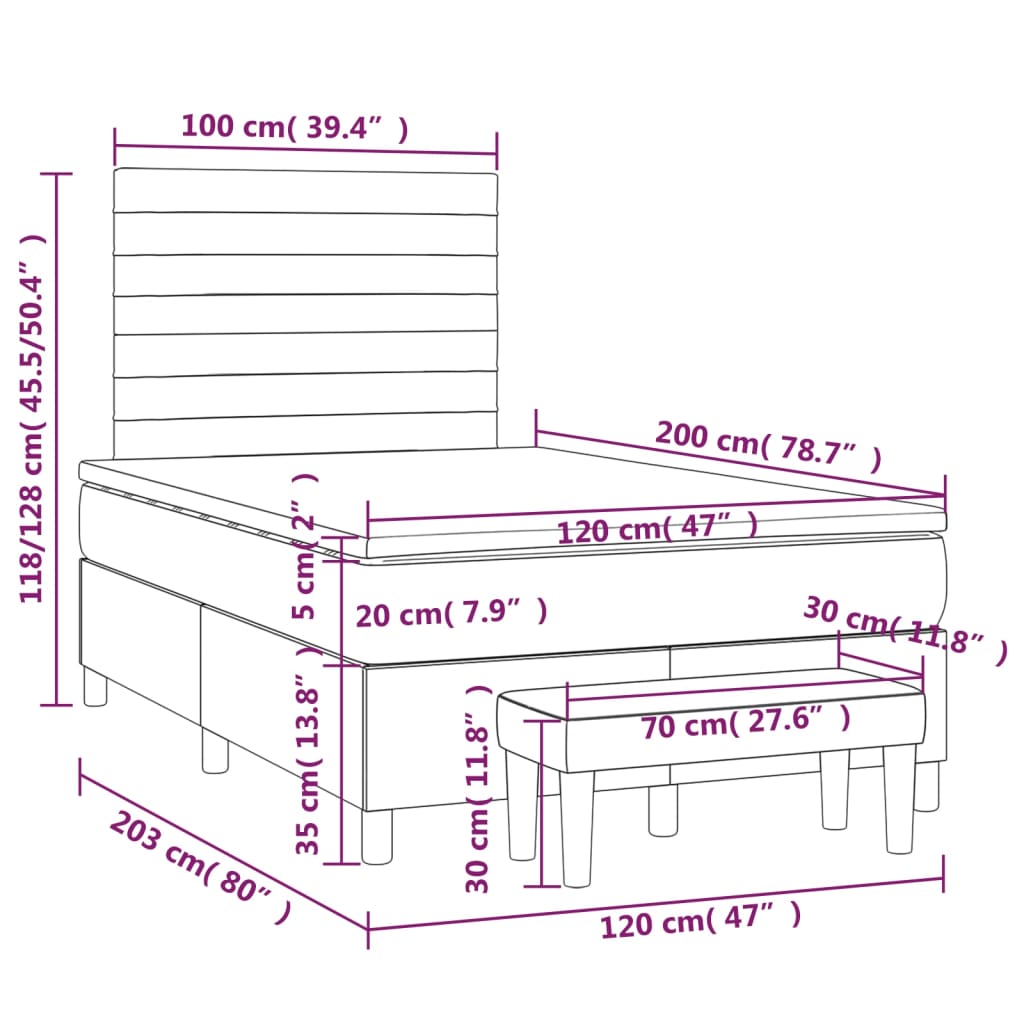Box spring krevet s madracem crni 120 x 200 cm baršunasti