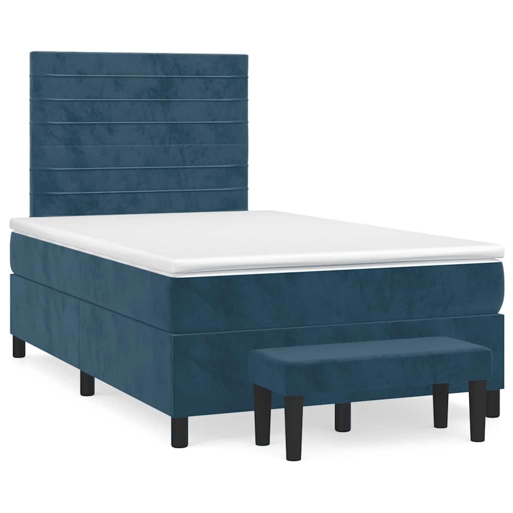 Box spring krevet s madracem tamnoplavi 120 x 200 cm baršunasti