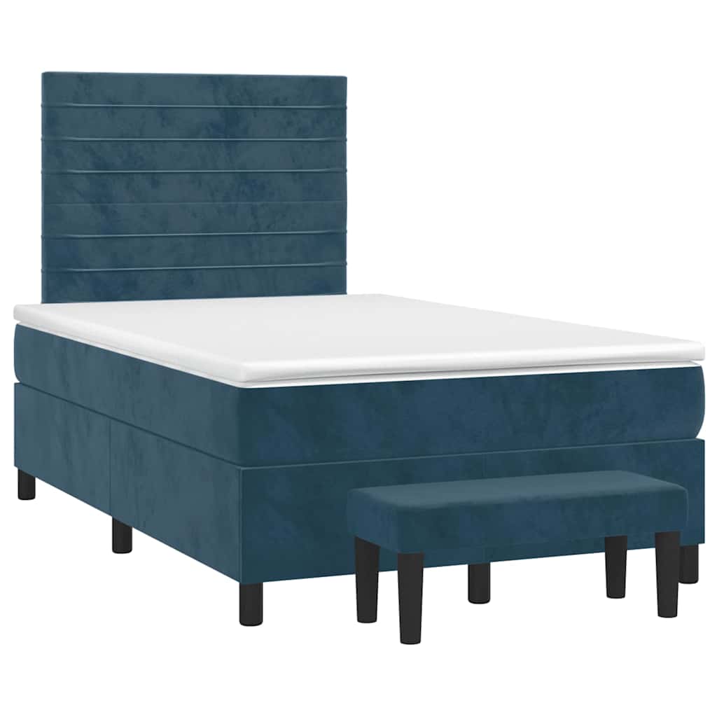 Box spring krevet s madracem tamnoplavi 120 x 200 cm baršunasti