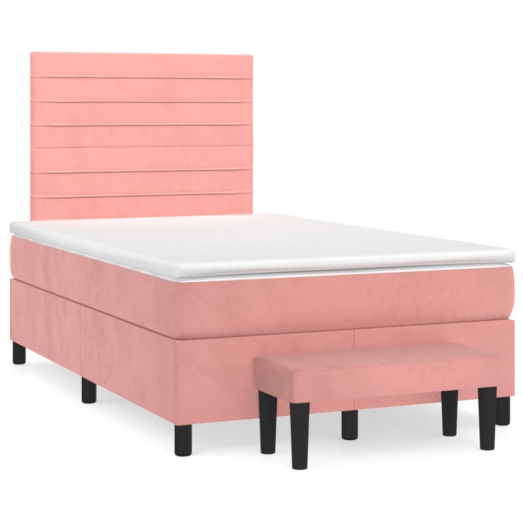 Box spring krevet s madracem ružičasti 120 x 200 cm baršunasti