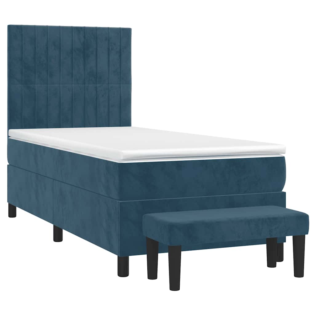 Box spring krevet s madracem tamnoplavi 80 x 200 cm baršunasti