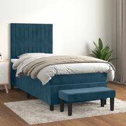 Box spring krevet s madracem tamnoplavi 80 x 200 cm baršunasti