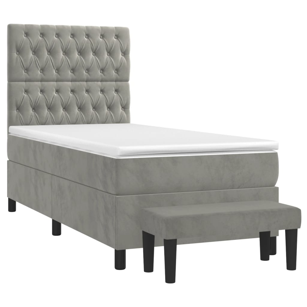 Box spring krevet s madracem svjetlosivi 80 x 200 cm baršunasti