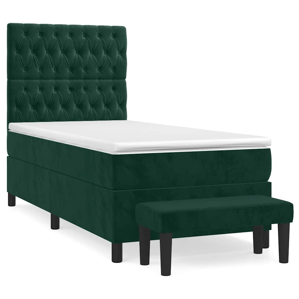 Box spring krevet s madracem tamnozeleni 80 x 200 cm baršunasti