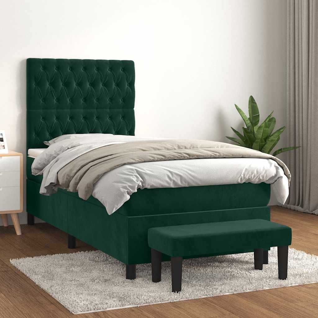 Box spring krevet s madracem tamnozeleni 80 x 200 cm baršunasti