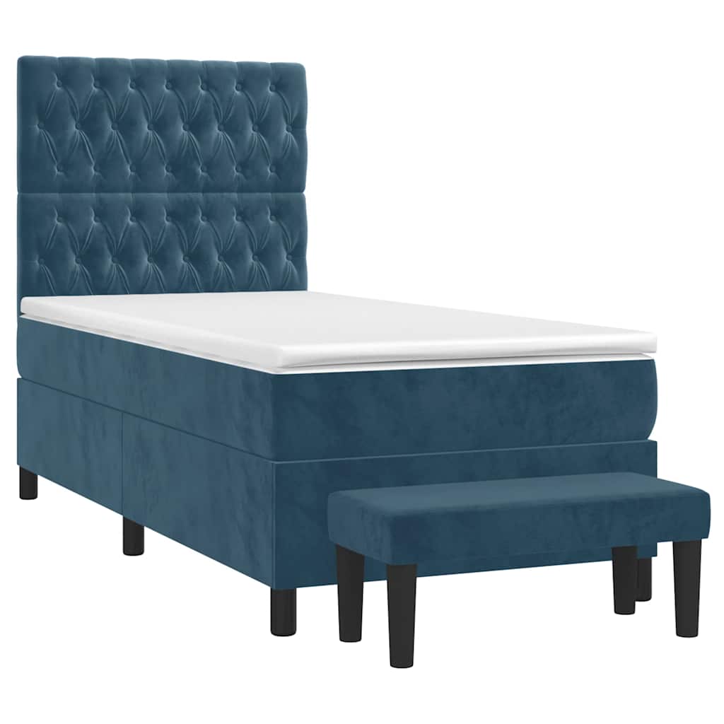 Box spring krevet s madracem tamnoplavi 80 x 200 cm baršunasti