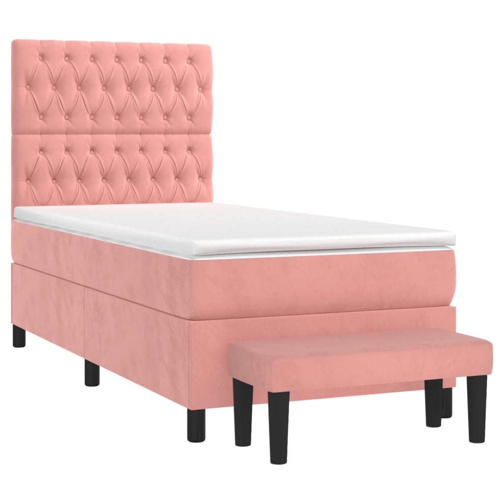 Box spring krevet s madracem ružičasti 80 x 200 cm baršunasti