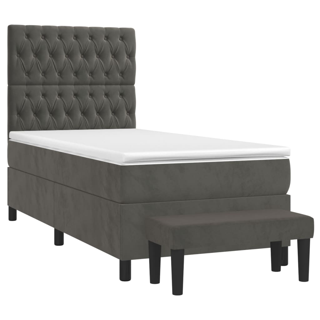 Box spring krevet s madracem tamnosivi 100x200 cm baršunasti