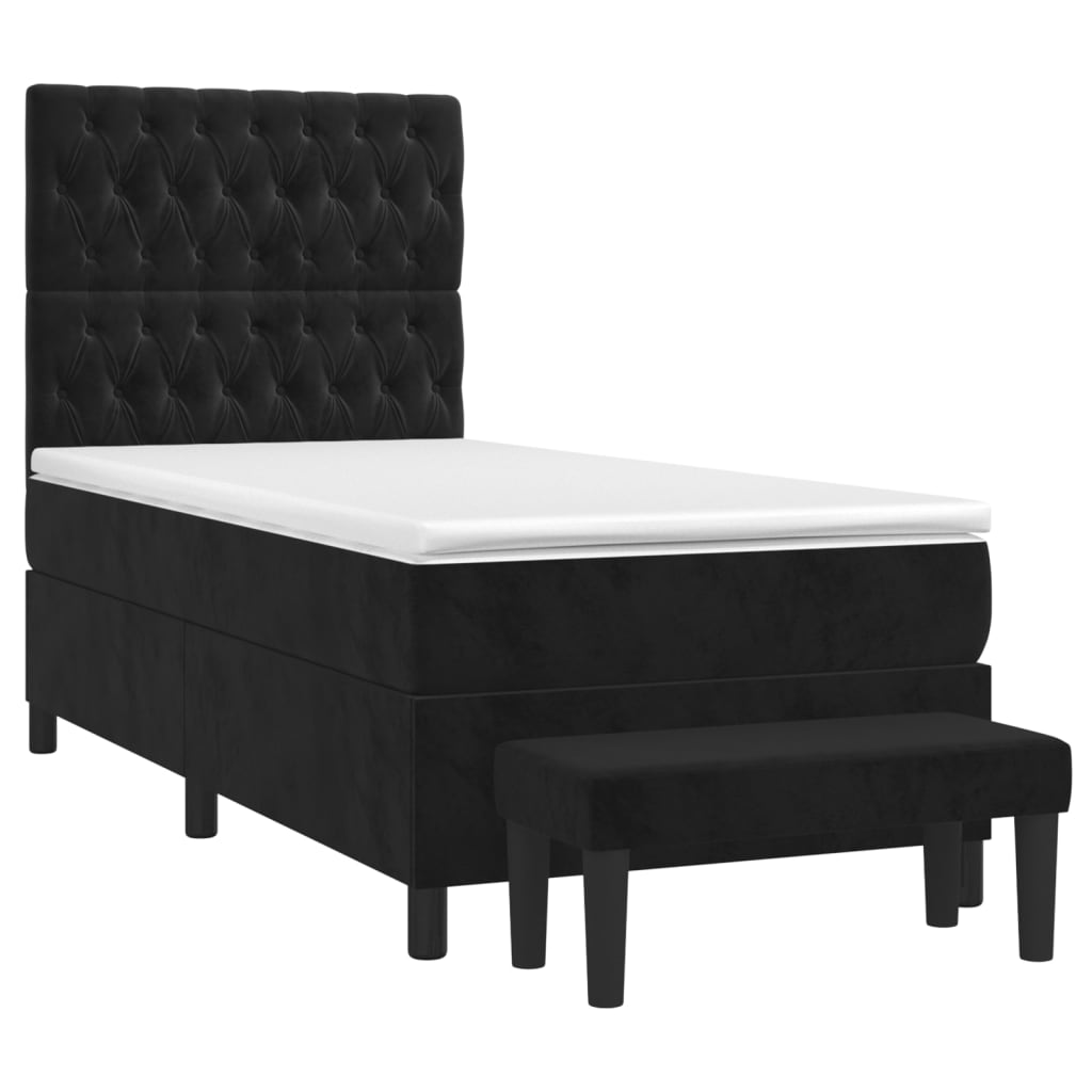 Box spring krevet s madracem crni 100x200 cm baršunasti