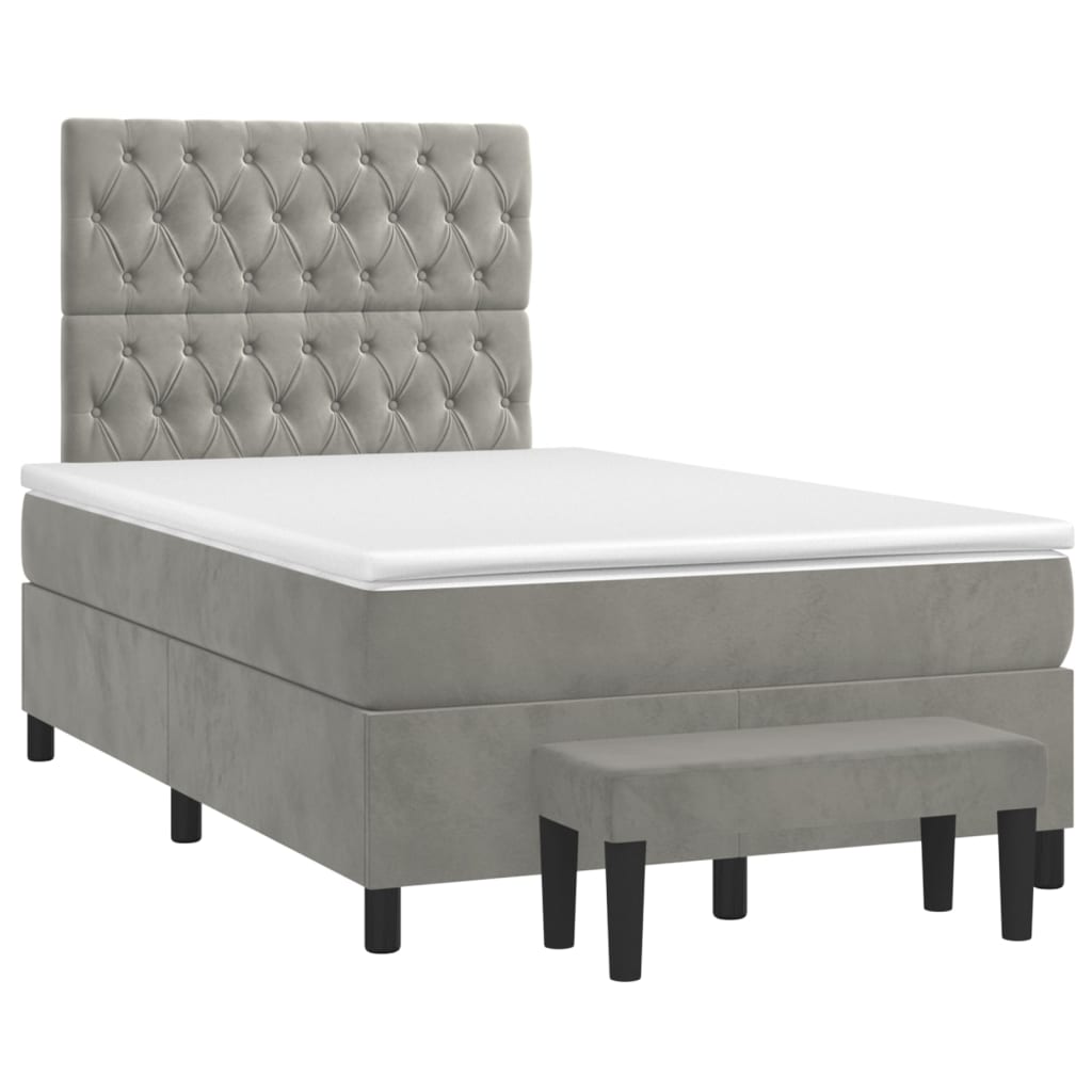 Box spring krevet s madracem svjetlosivi 120x200 cm baršunasti