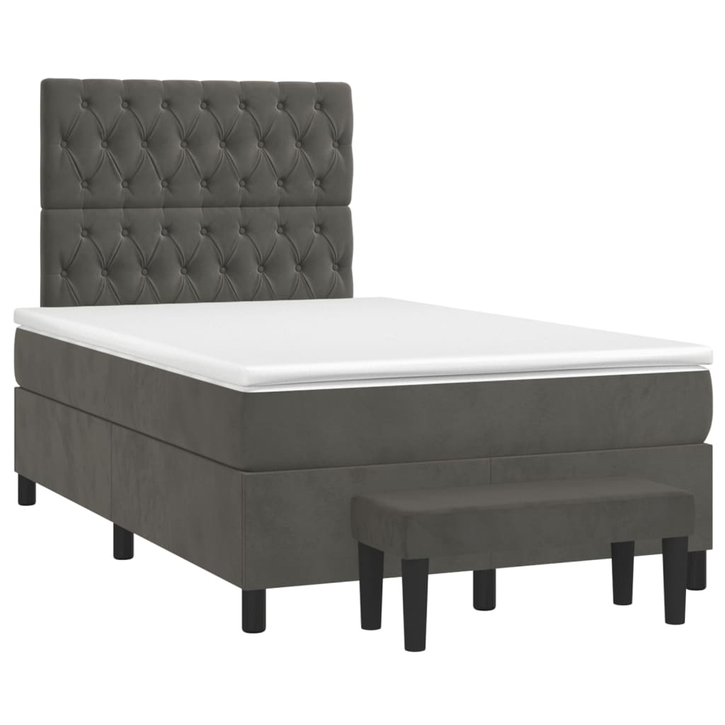 Box spring krevet s madracem tamnosivi 120 x 200 cm baršunasti