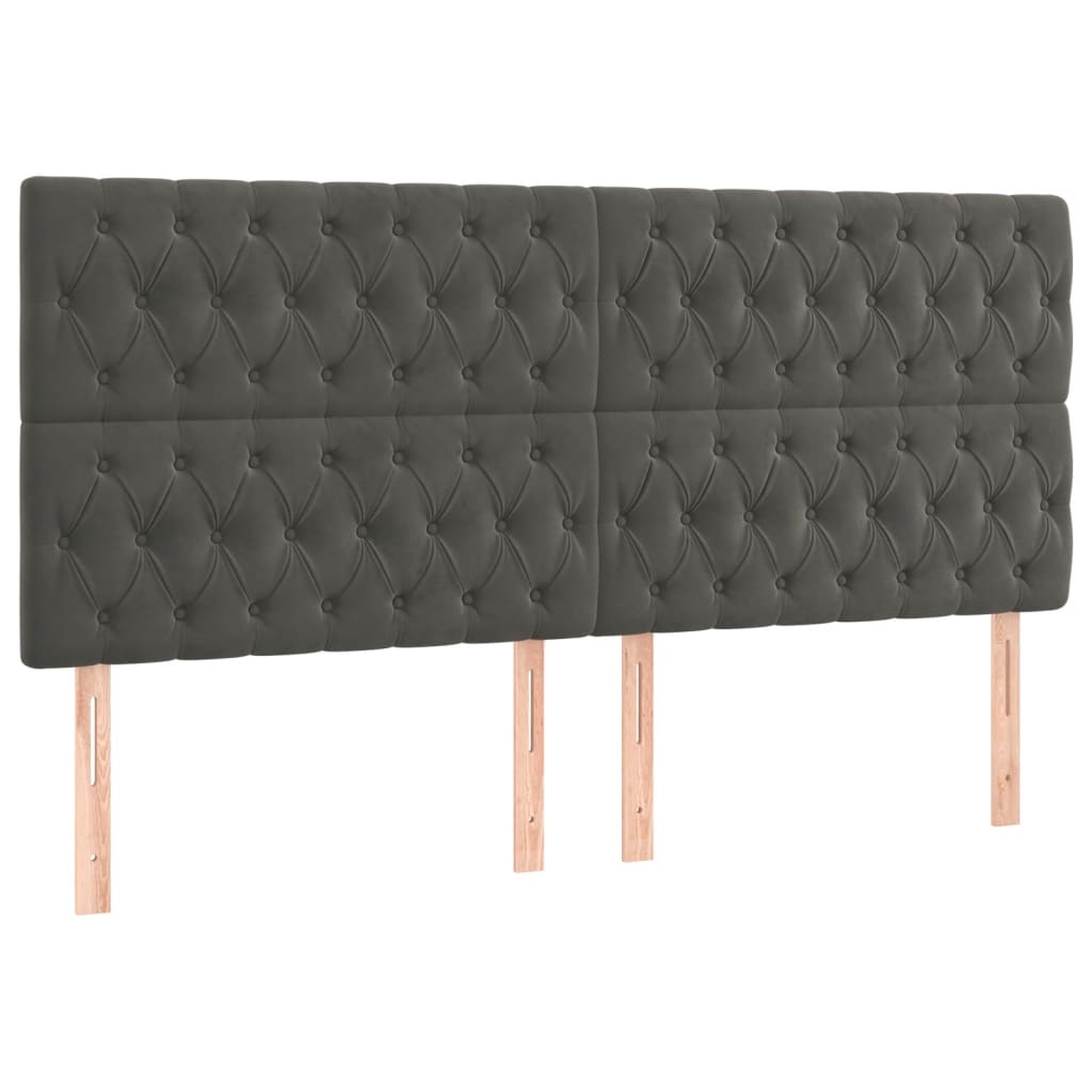 Krevet s oprugama i madracem tamnosivi 200x200 cm baršunasti