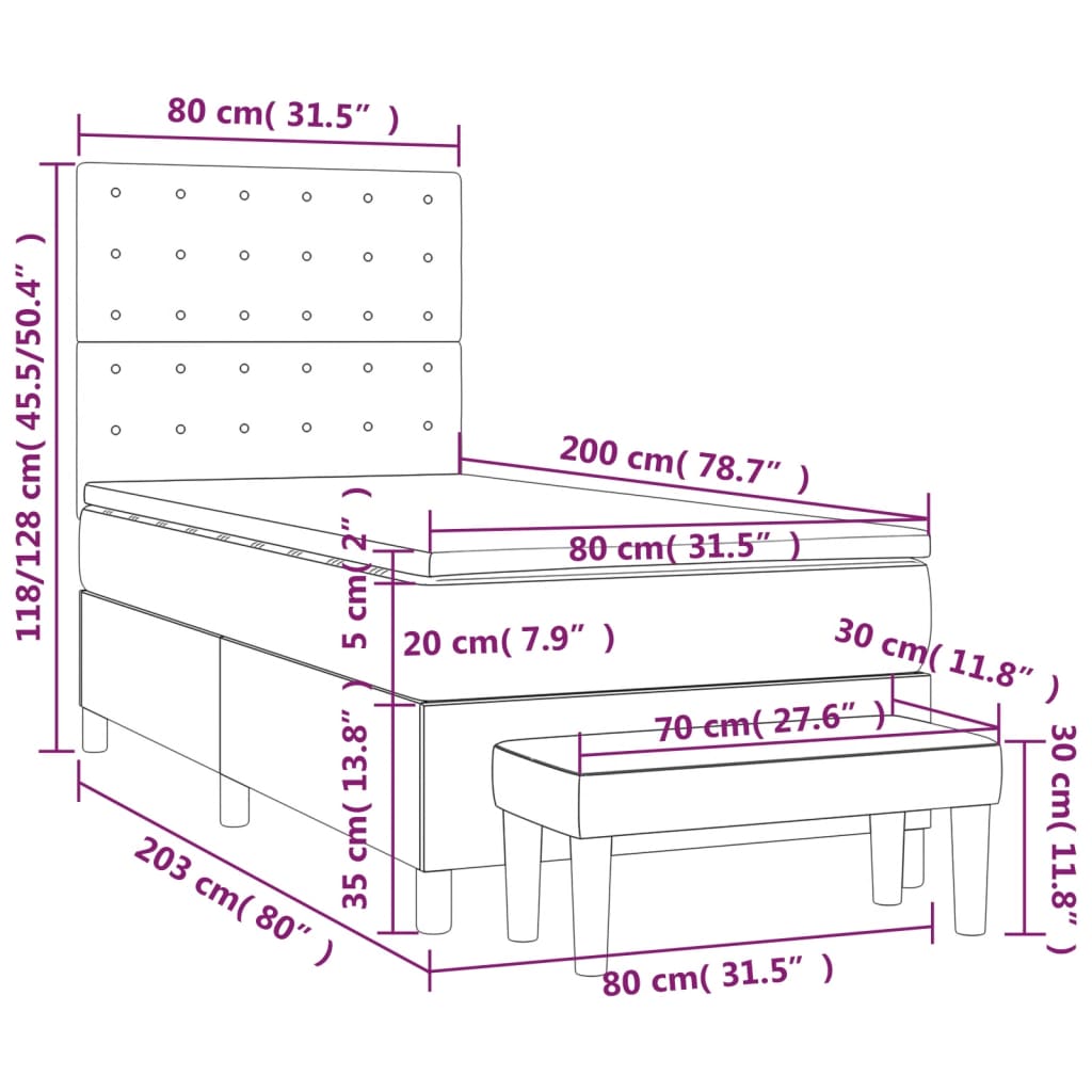 Box spring krevet s madracem ružičasti 80 x 200 cm baršunasti
