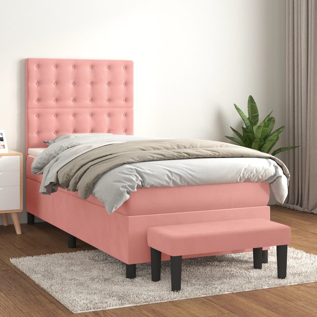 Box spring krevet s madracem ružičasti 80 x 200 cm baršunasti