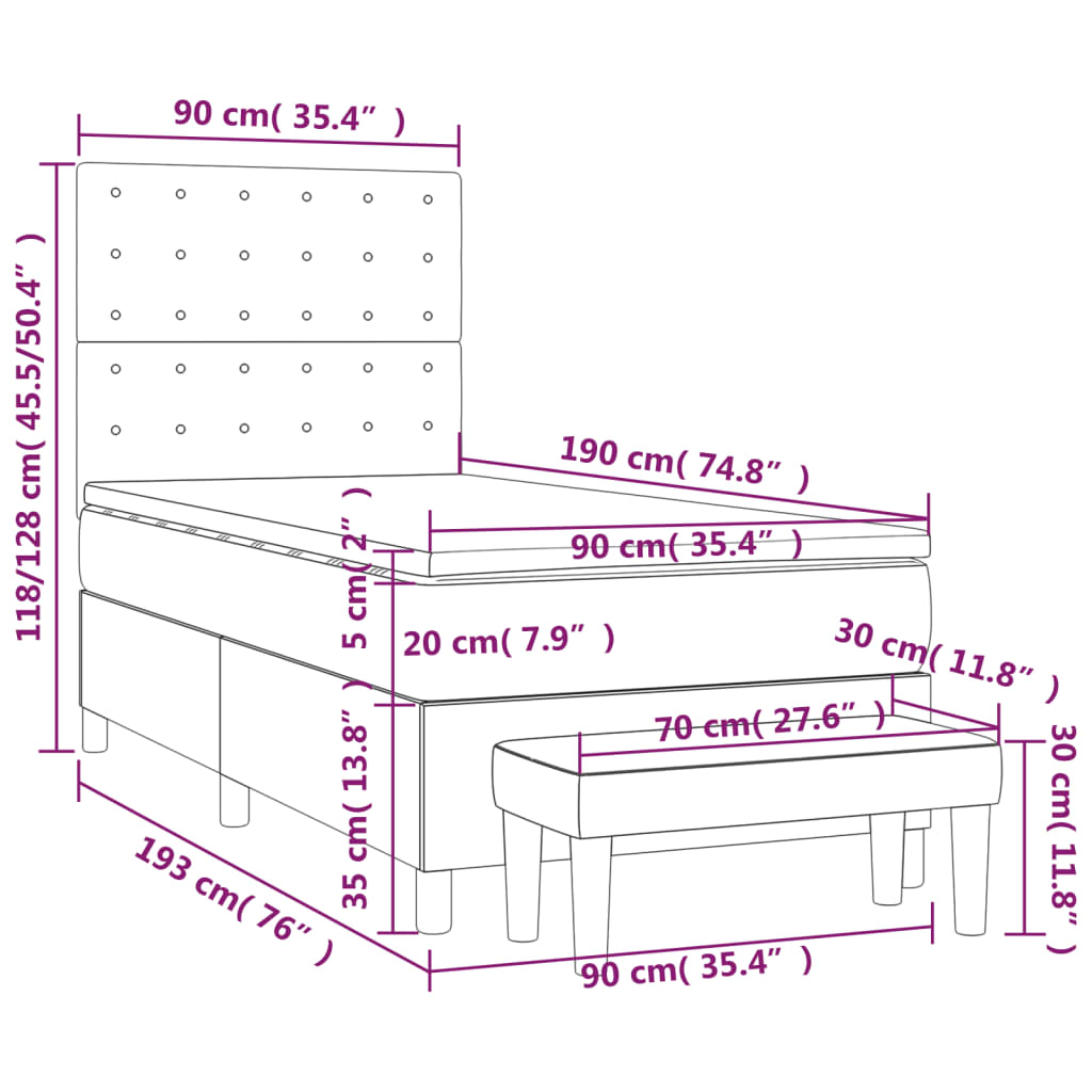 Box spring krevet s madracem crni 90x190 cm baršunasti