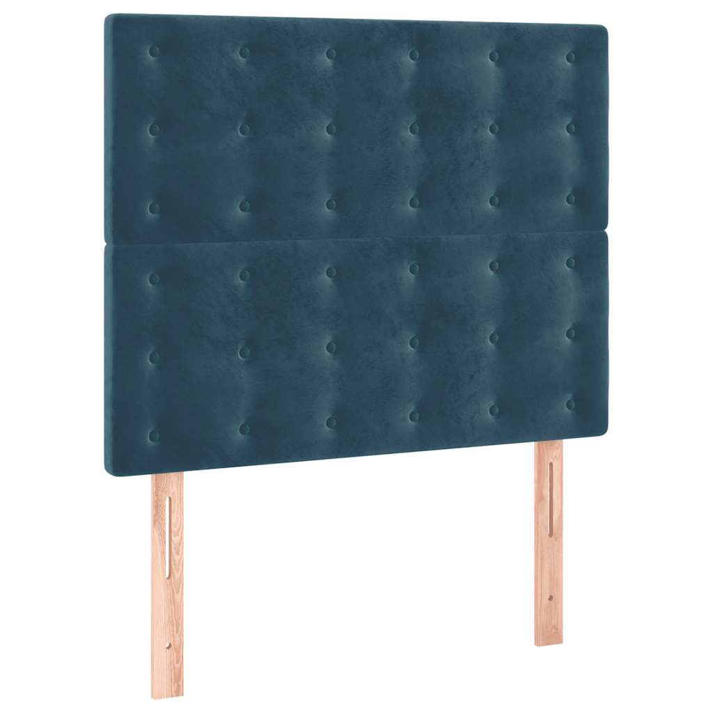 Box spring krevet s madracem tamnoplavi 90x190 cm baršunasti