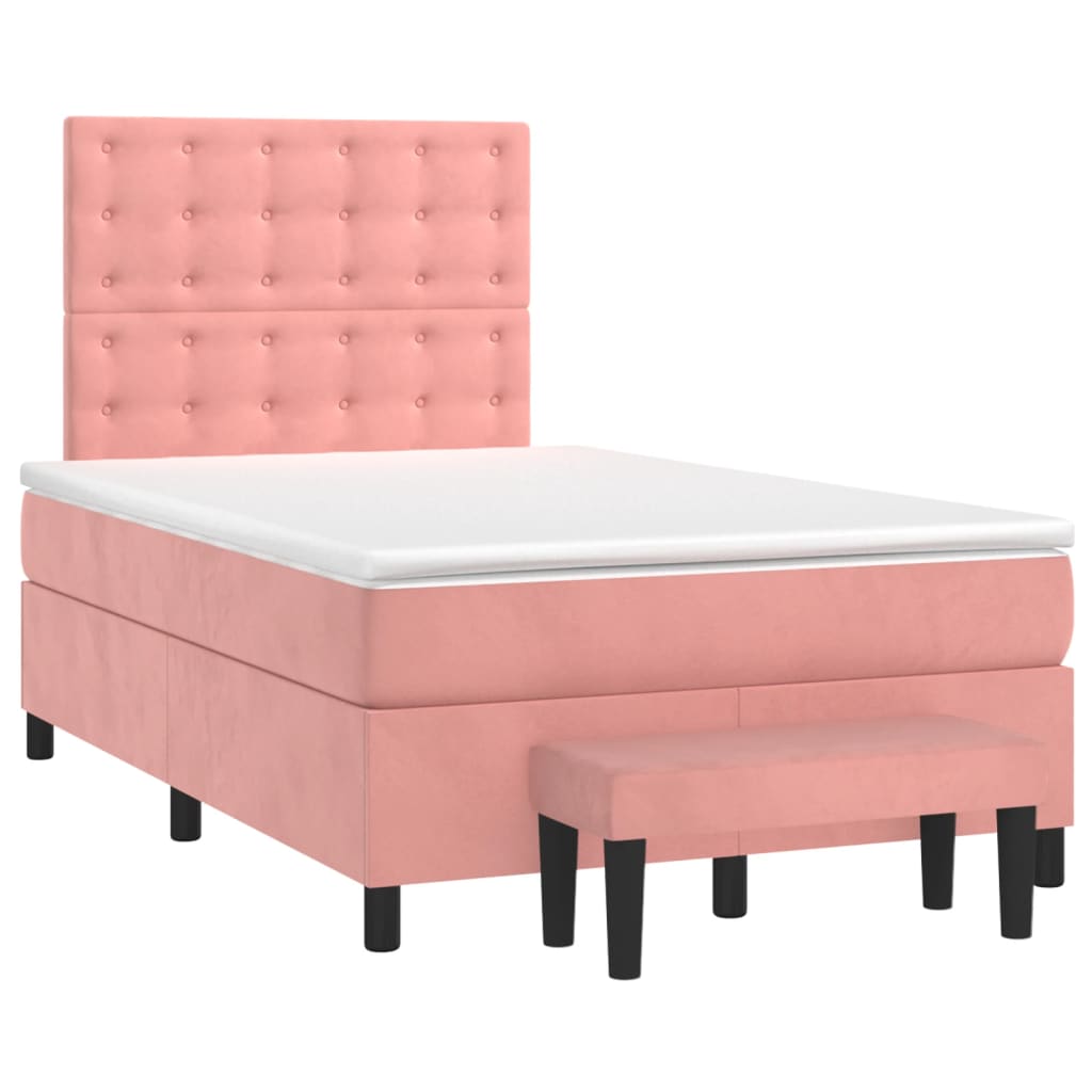 Box spring krevet s madracem ružičasti 120 x 200 cm baršunasti