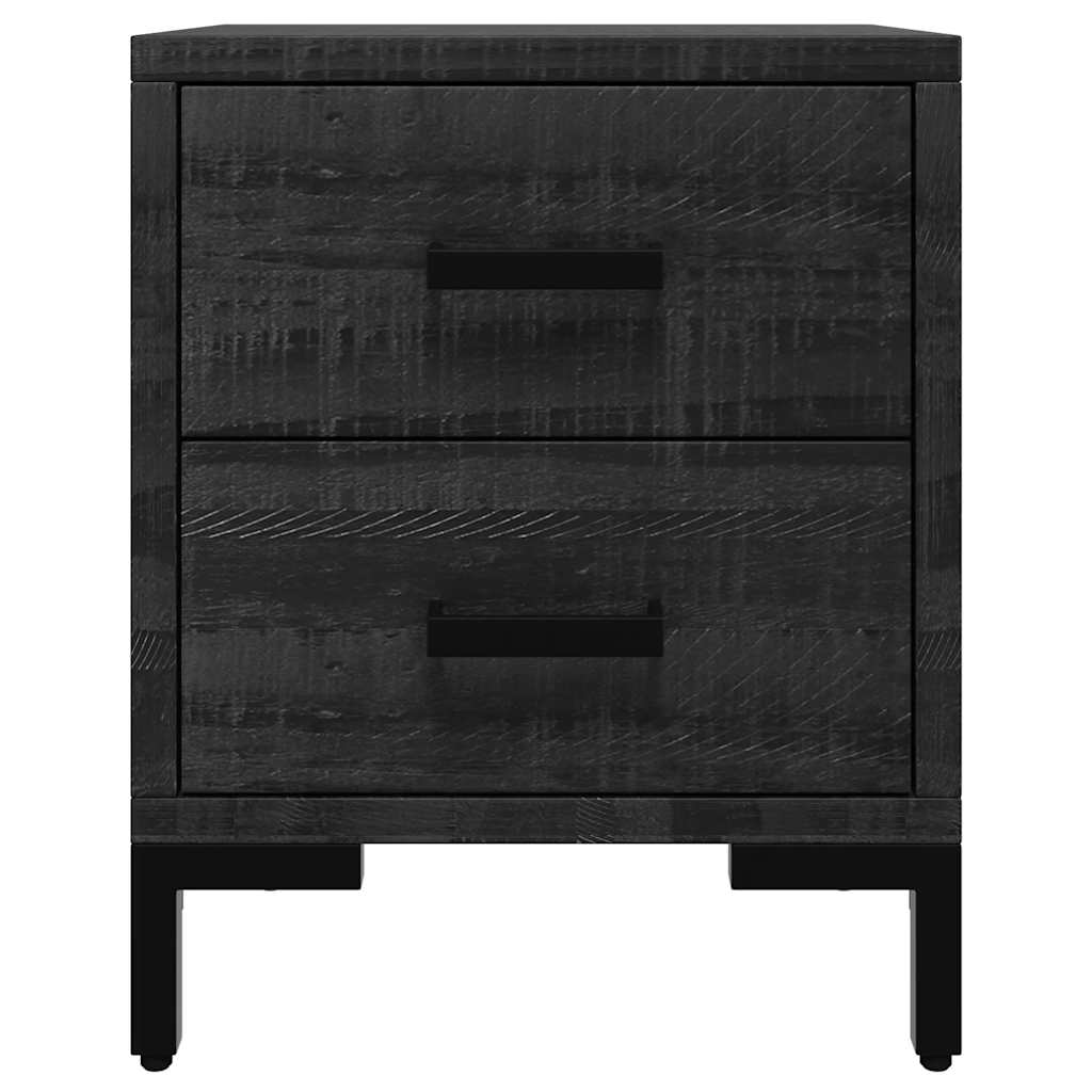 Noćni ormarići 2 kom crni 36 x 30 x 45 cm od masivne borovine