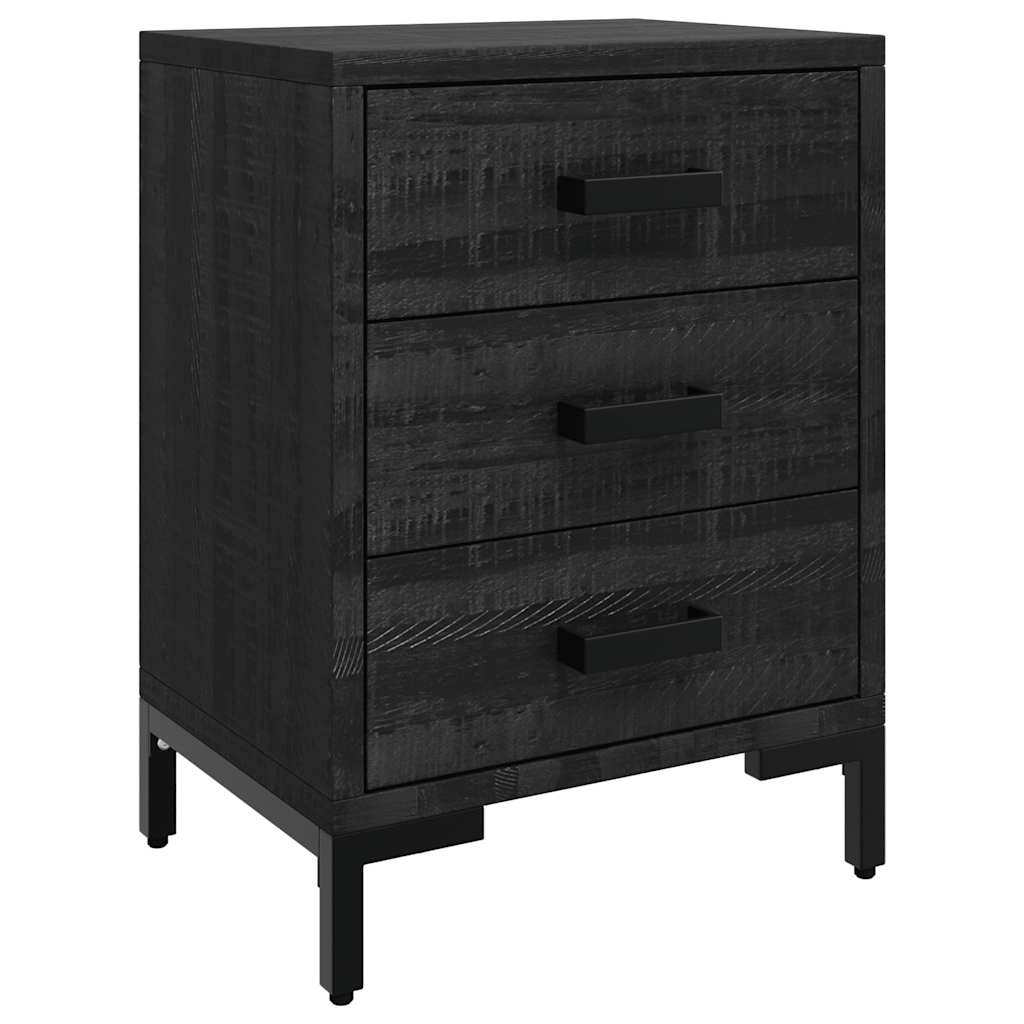 Noćni ormarići 2 kom crni 40 x 30 x 55 cm od masivne borovine