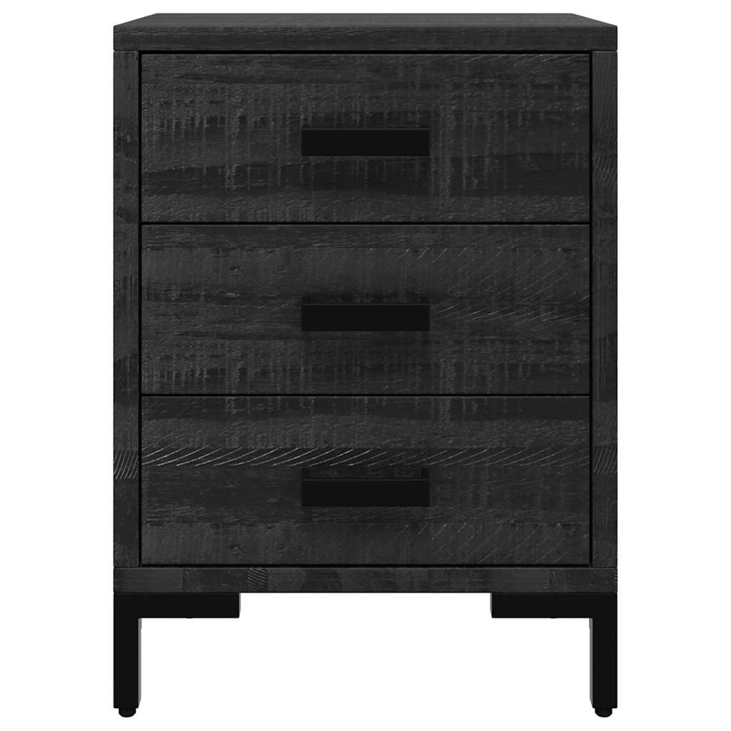 Noćni ormarići 2 kom crni 40 x 30 x 55 cm od masivne borovine