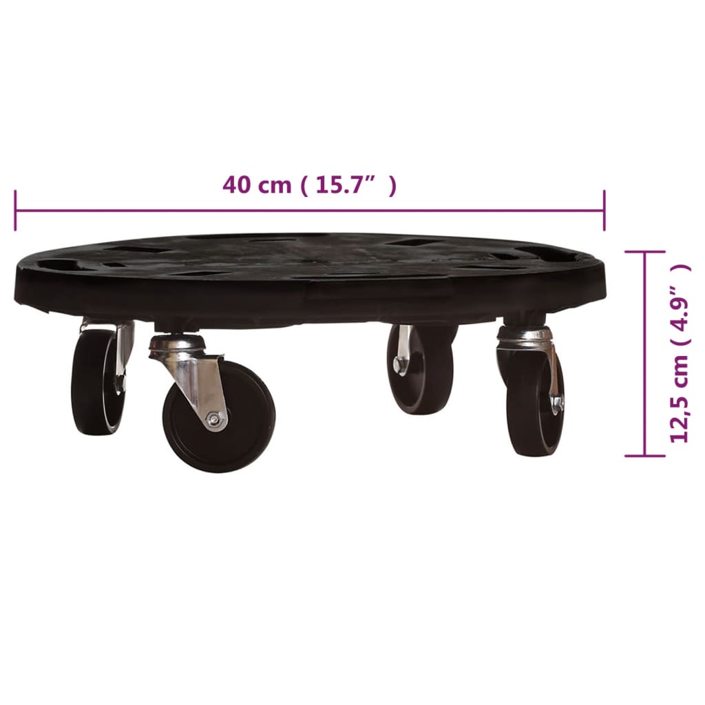 Kolica za biljke s kotačima 2 kom promjer 40 cm crna 275 kg