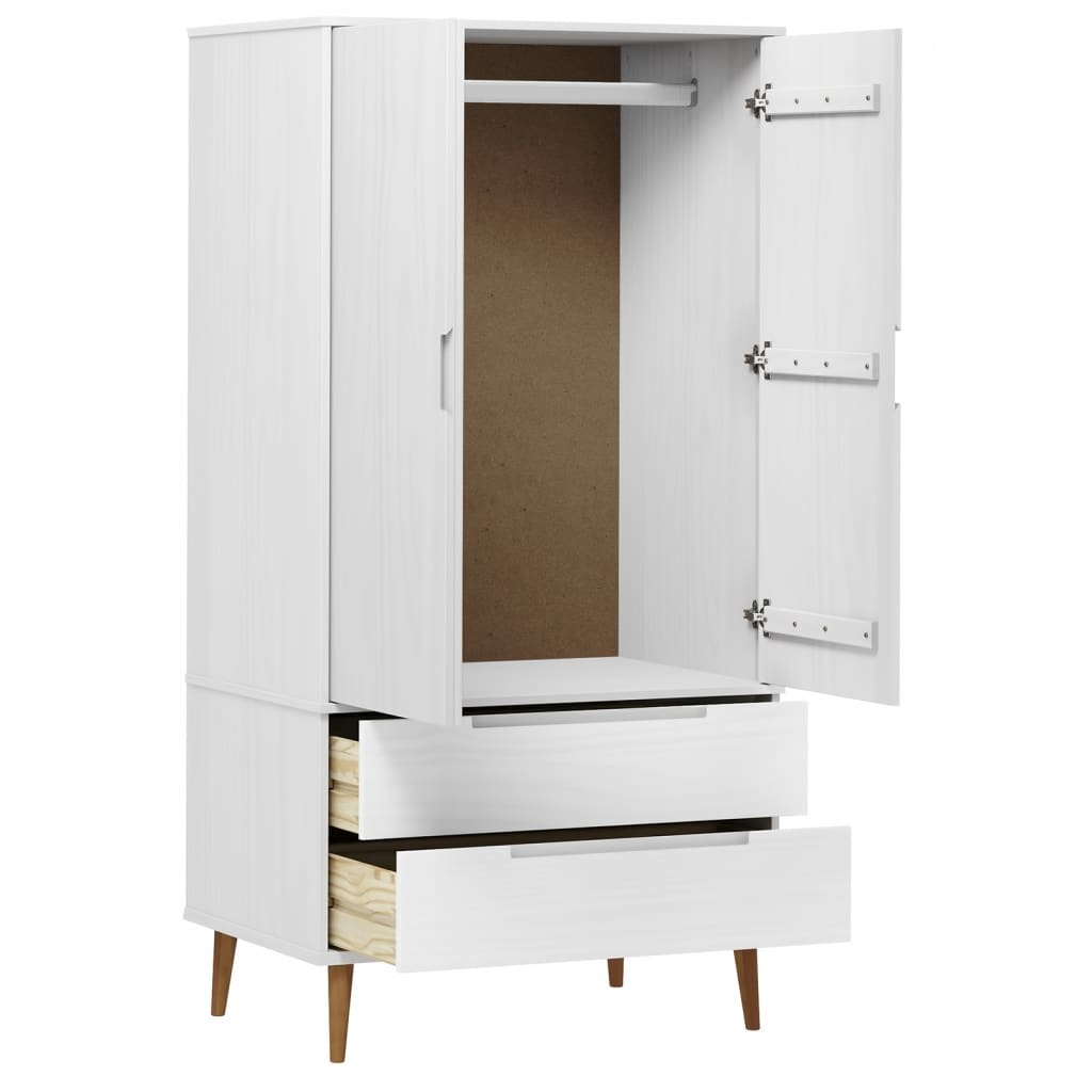 Ormar MOLDE bijeli 90 x 55 x 175 cm od masivne borovine