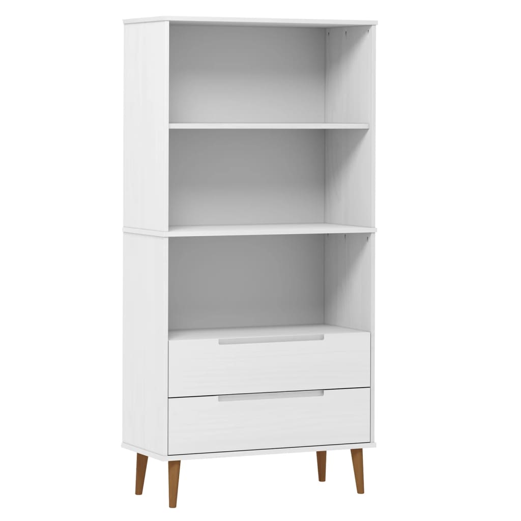 Regal za knjige MOLDE bijeli 85x35x170,5 cm od masivne borovine