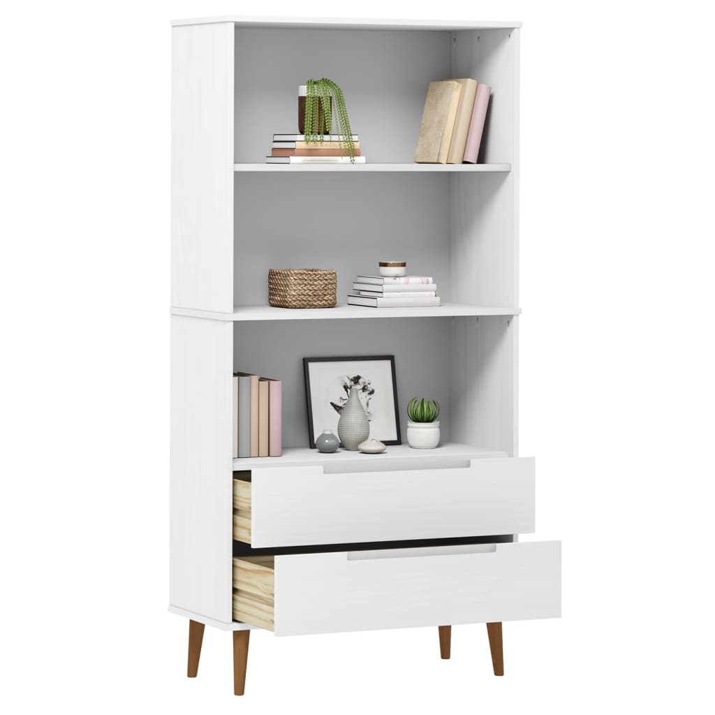 Regal za knjige MOLDE bijeli 85x35x170,5 cm od masivne borovine
