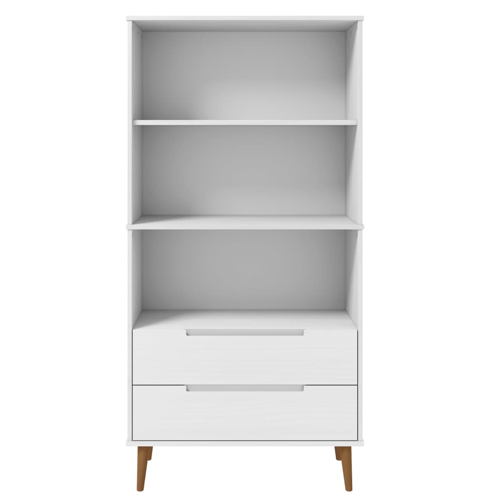 Regal za knjige MOLDE bijeli 85x35x170,5 cm od masivne borovine