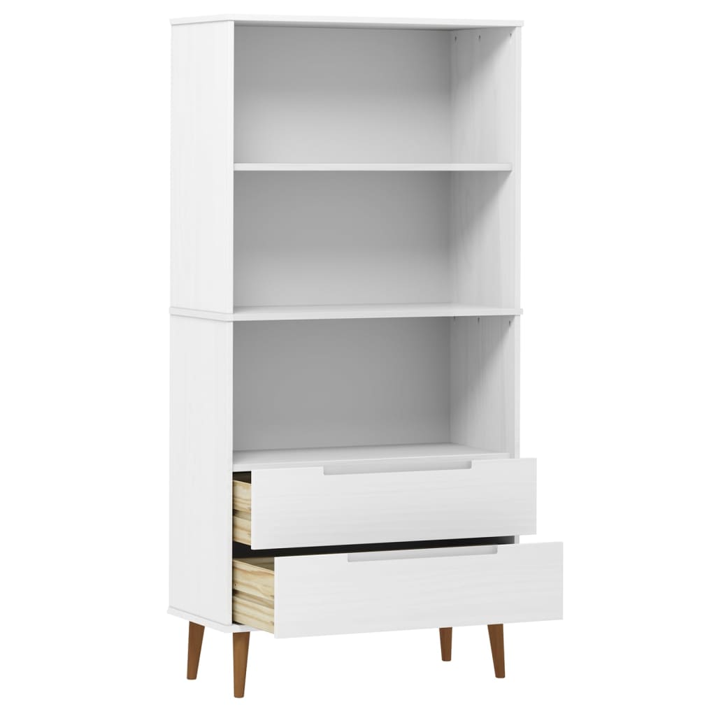 Regal za knjige MOLDE bijeli 85x35x170,5 cm od masivne borovine