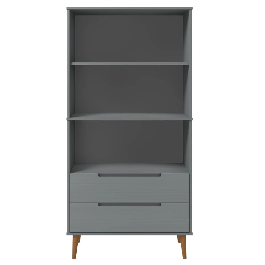 Regal za knjige MOLDE sivi 85x35x170,5 cm od masivne borovine