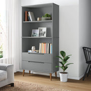Regal za knjige MOLDE sivi 85x35x170,5 cm od masivne borovine
