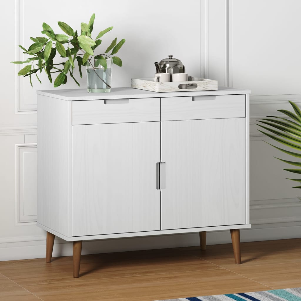 Komoda MOLDE bijela 90 x 40 x 80 cm od masivne borovine