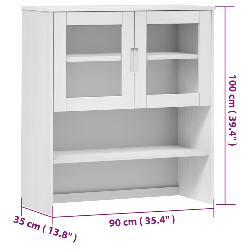 Gornji element za komodu MOLDE bijeli 90x35x100 cm od borovine