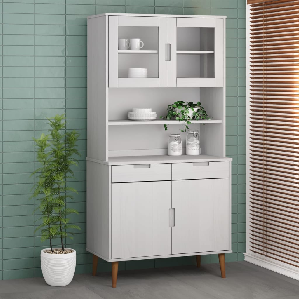 Gornji element za komodu MOLDE bijeli 90x35x100 cm od borovine