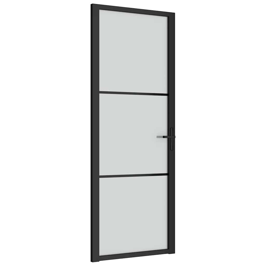 Unutarnja vrata 76 x 201,5 cm crna od mat stakla i aluminija