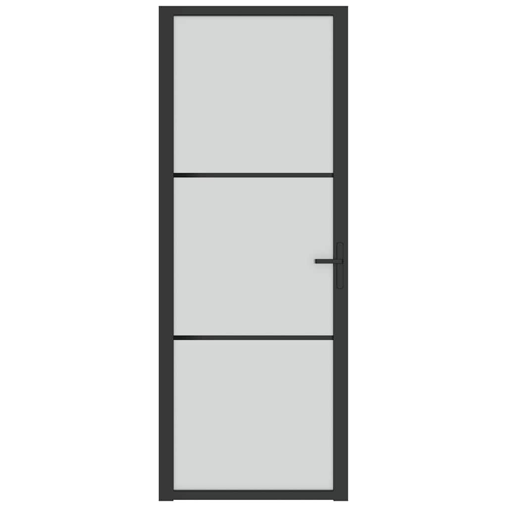 Unutarnja vrata 76 x 201,5 cm crna od mat stakla i aluminija