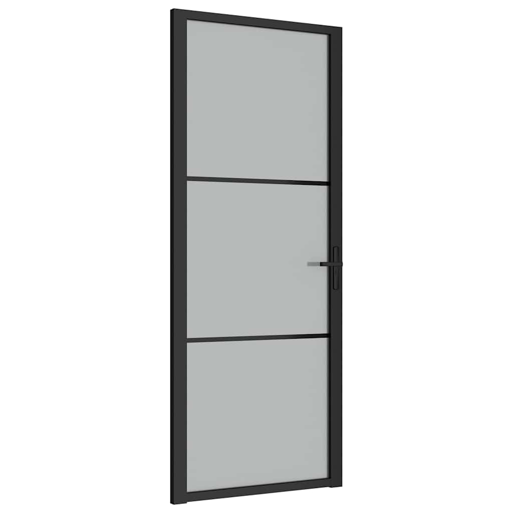 Unutarnja vrata 83 x 201,5 cm crna od mat stakla i aluminija