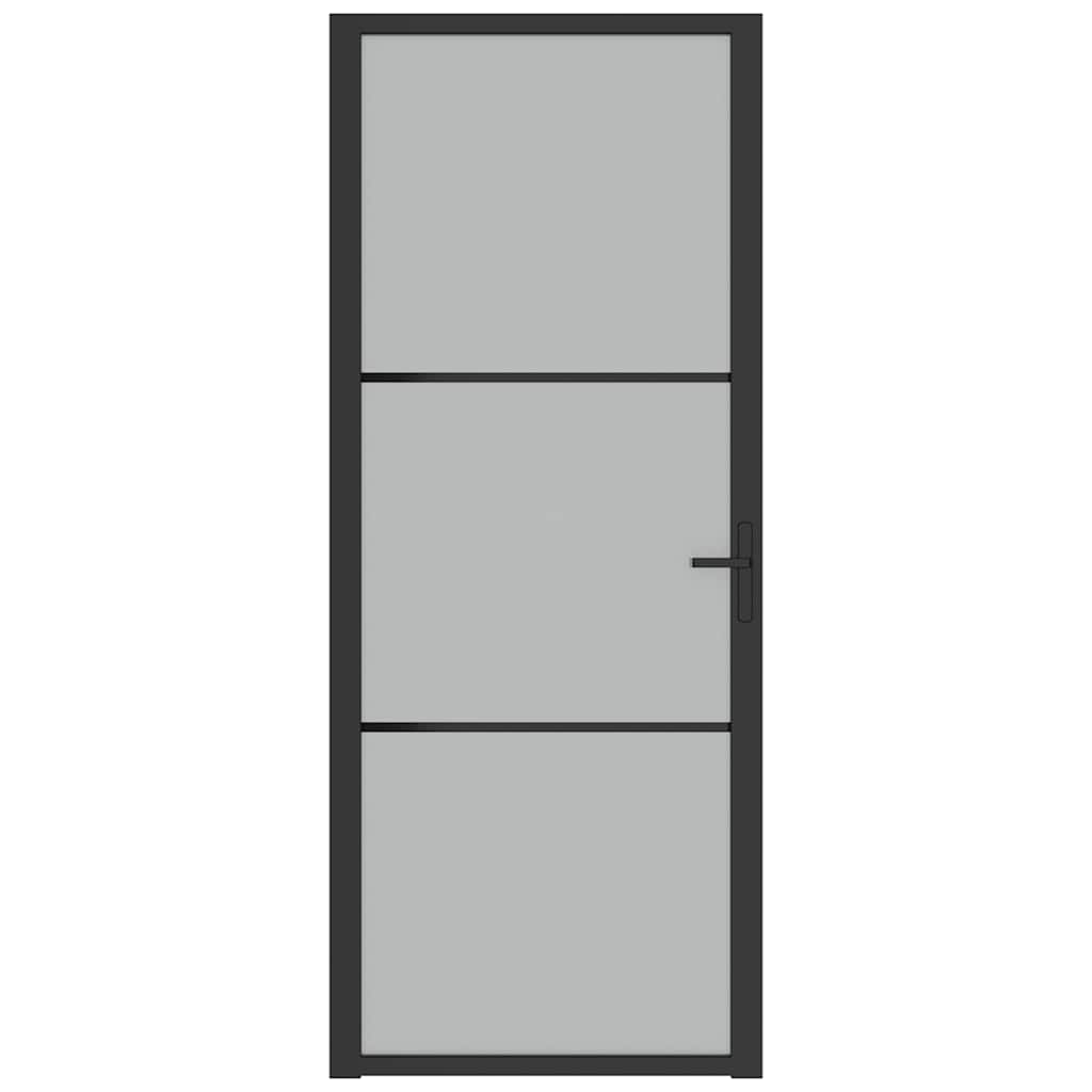 Unutarnja vrata 83 x 201,5 cm crna od mat stakla i aluminija