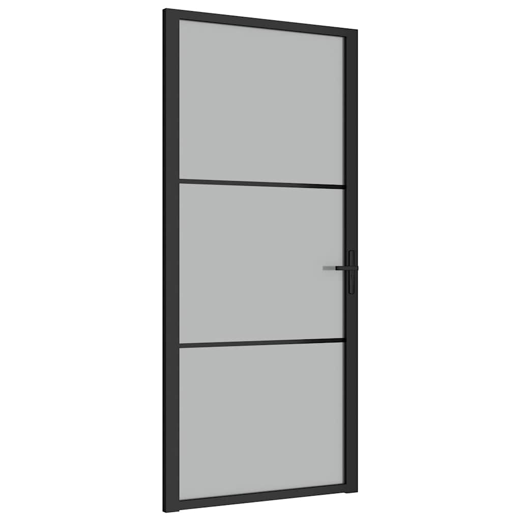 Unutarnja vrata 93 x 201,5 cm crna od mat stakla i aluminija