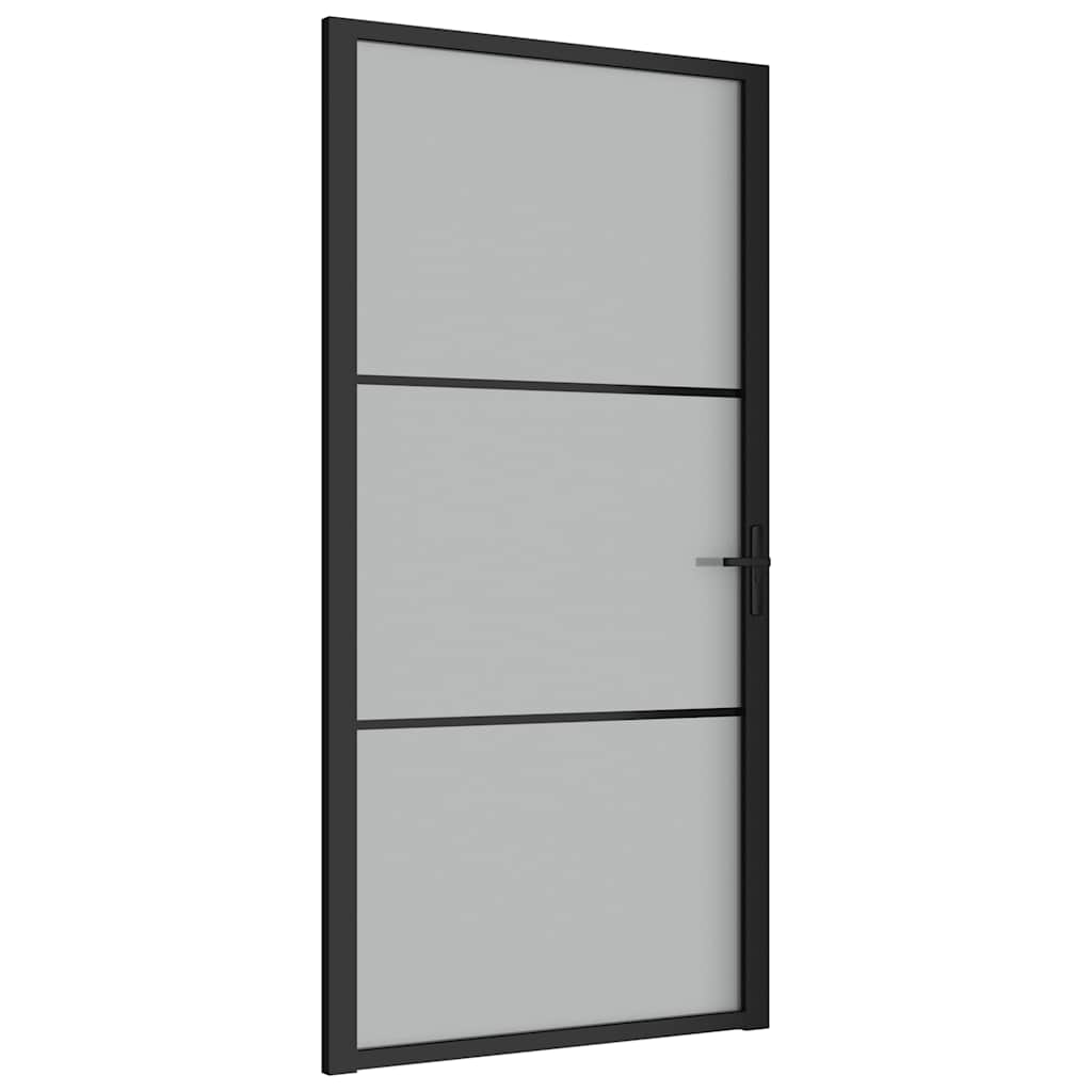 Unutarnja vrata 102,5 x 201,5 cm crna od mat stakla i aluminija