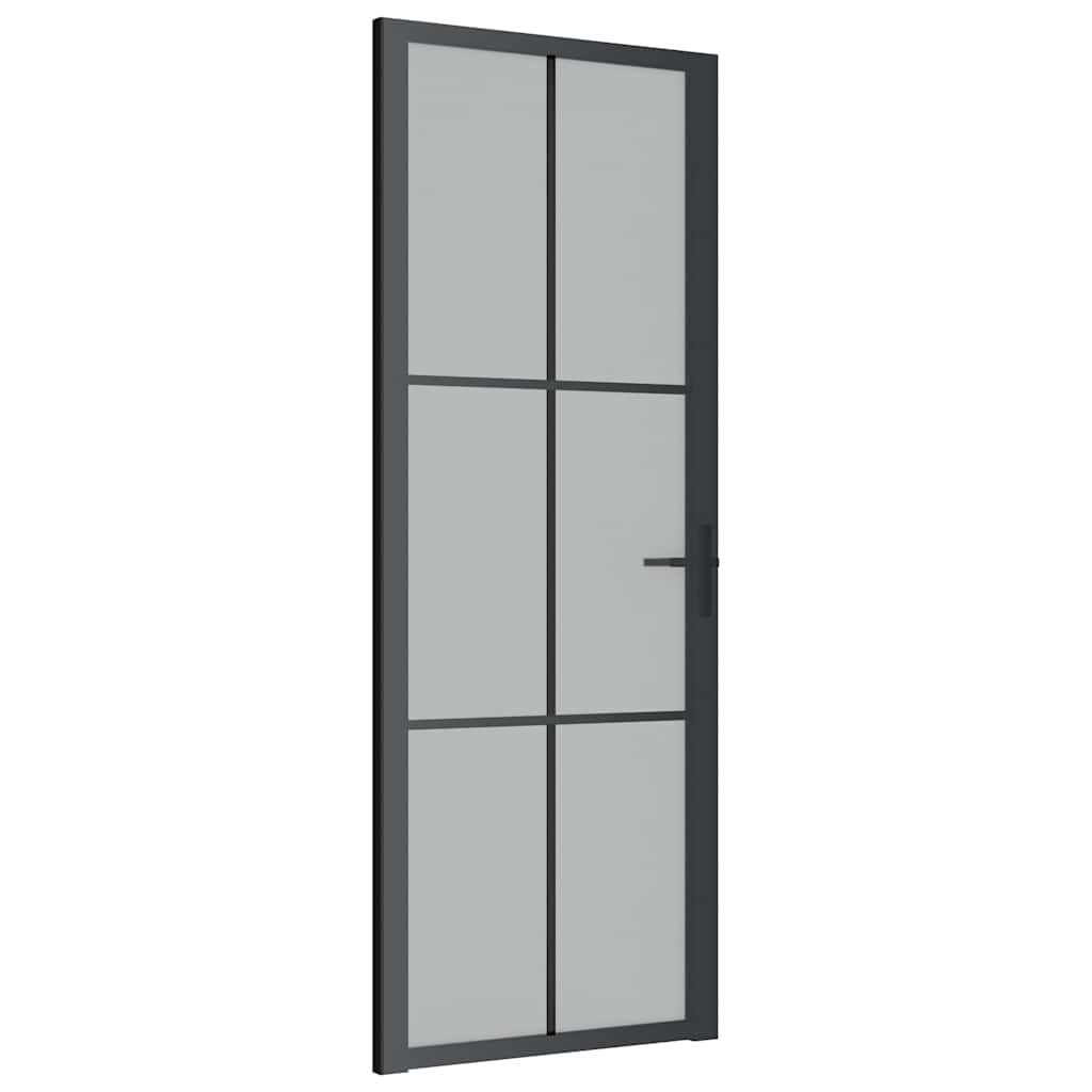 Unutarnja vrata 76 x 201,5 cm crna od mat stakla i aluminija