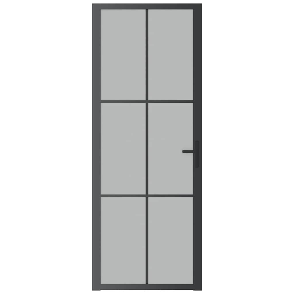 Unutarnja vrata 76 x 201,5 cm crna od mat stakla i aluminija